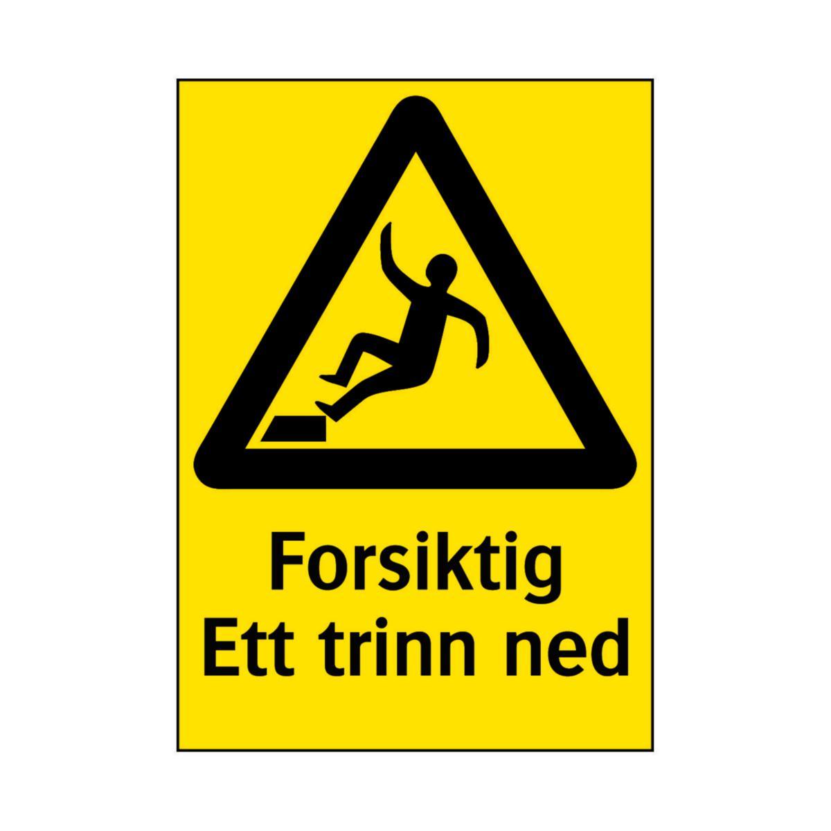 Skilt Systemtext "Forsiktig ett trinn ned" - Skilt Forsiktig ett trinn ned Systemtext 210x297mm HP