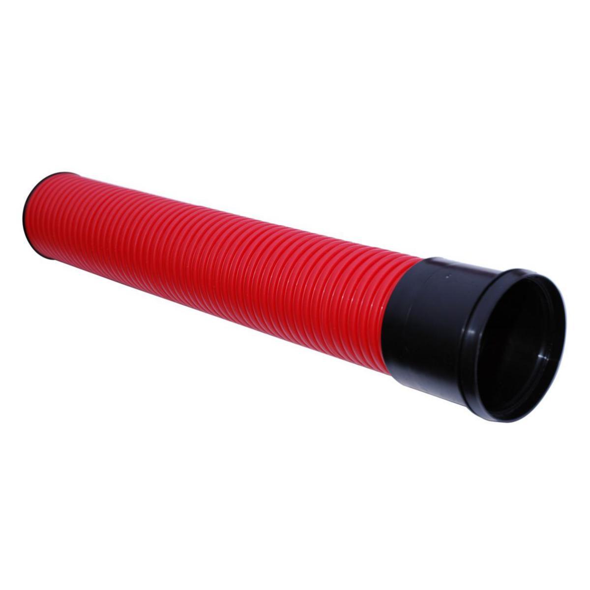 Kabelrør DV, rød, Pipelife - 50/41 mm PP DV rød kabelrør m/muffe u/pakn. L=6 mtr