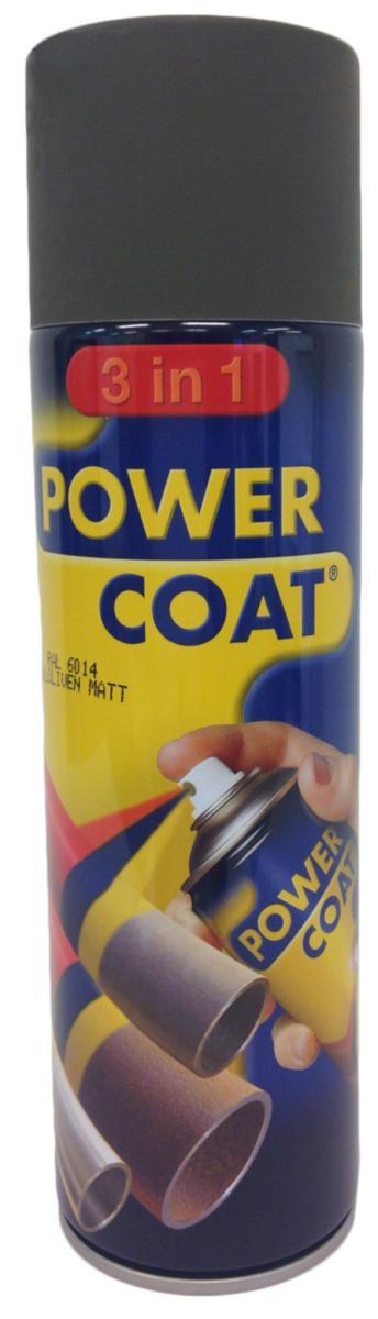 Rustbeskyttende Maling Power Coat 3 in 1 Spray - Spraymaling 3in1 Ral 6014 Power Coat 500ml guloliv matt