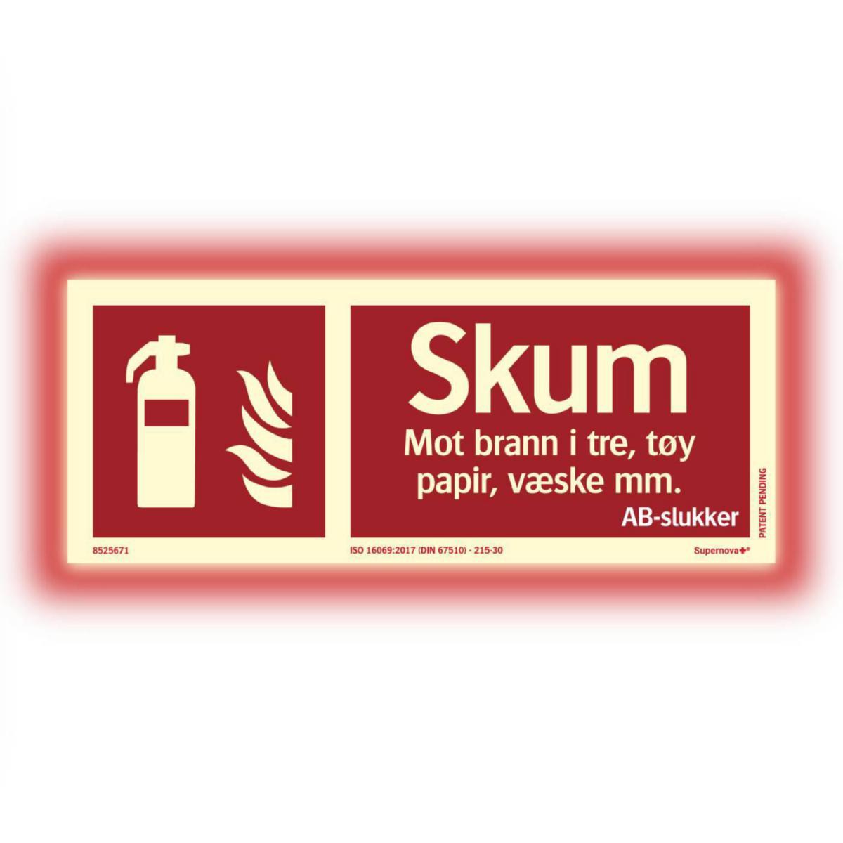 Skilt Systemtext Supernova+® Brannslukker - Skilt Supernova+ Brannslukker Systemtext 250x100mm Al Skum