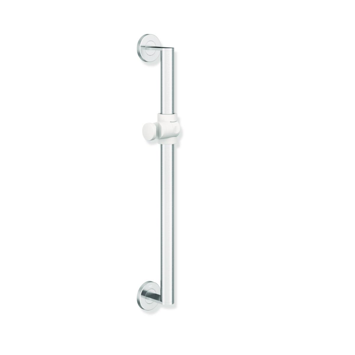 Dusjstang med holder for dusjhode 600mm, HEWI - HEWI dusjstang med holder børstet stål/hvit 600mm