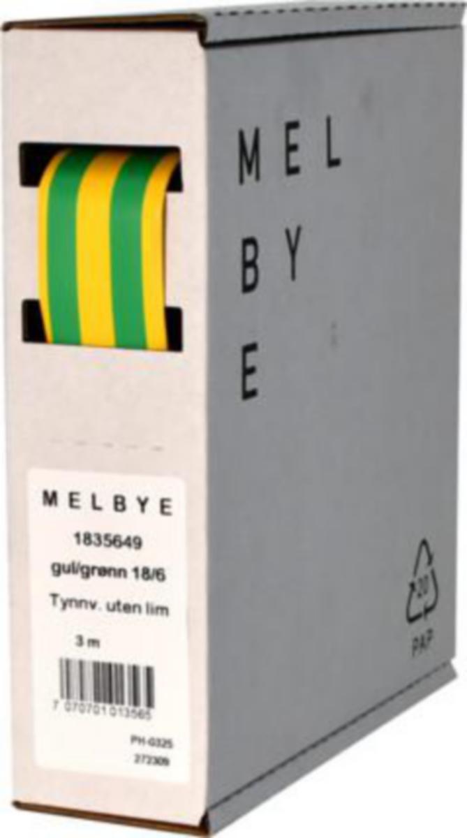 Krympeslange Melbye Tynnvegget, uten lim, gul/grønn, i spoleboks - Krympesl gul/gr19.0-6.0 mm/sb3 CPX301 2 boks=3m