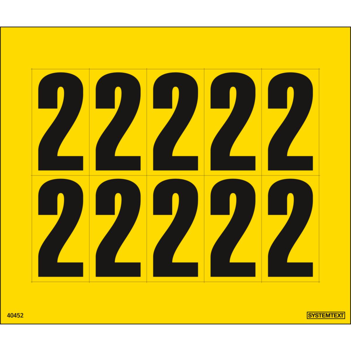 Dekal Systemtext Tallmerking nummer "2" 10 stk/ark - Tall merking 45mm Nummer 2 Systemtext 165x140 mm 10st/ark