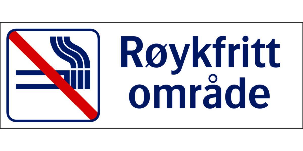 Skilt Systemtext "Røykfritt område" - Skilt Røykfritt område Systemtext 420x148mm Plast