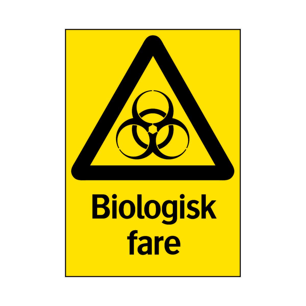 Skilt Systemtext "Biologisk fare" - Skilt Biologisk fare Systemtext 210x297mm Plast