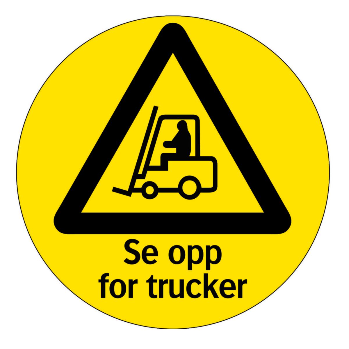 Gulvdekal Systemtext "Se opp for trucker" - Gulvdekal Se opp for trucker Systemtext 410x410 mm
