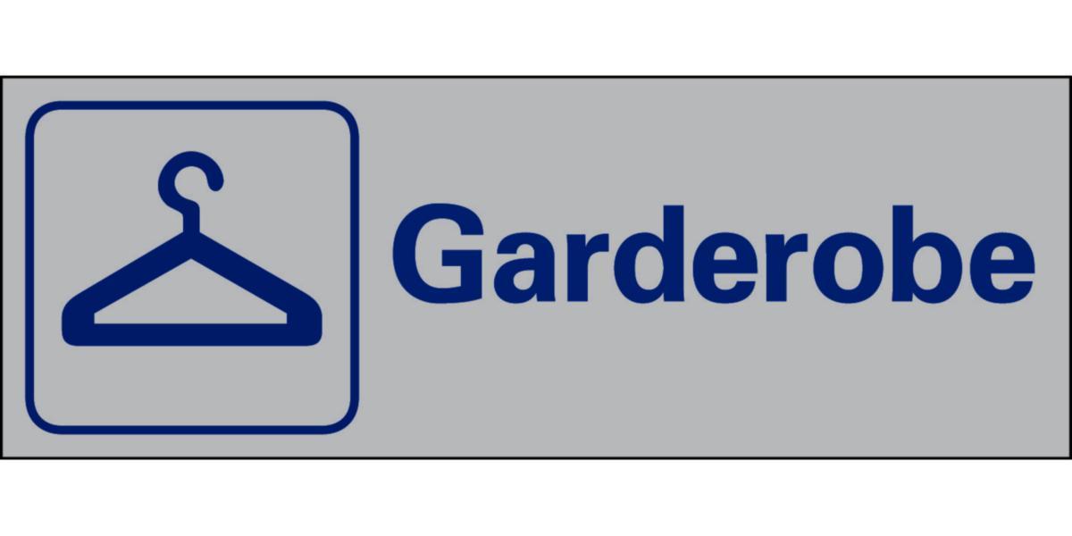 Skilt Systemtext "Garderobe" - Skilt Garderobe Systemtext 225x80mm Alu