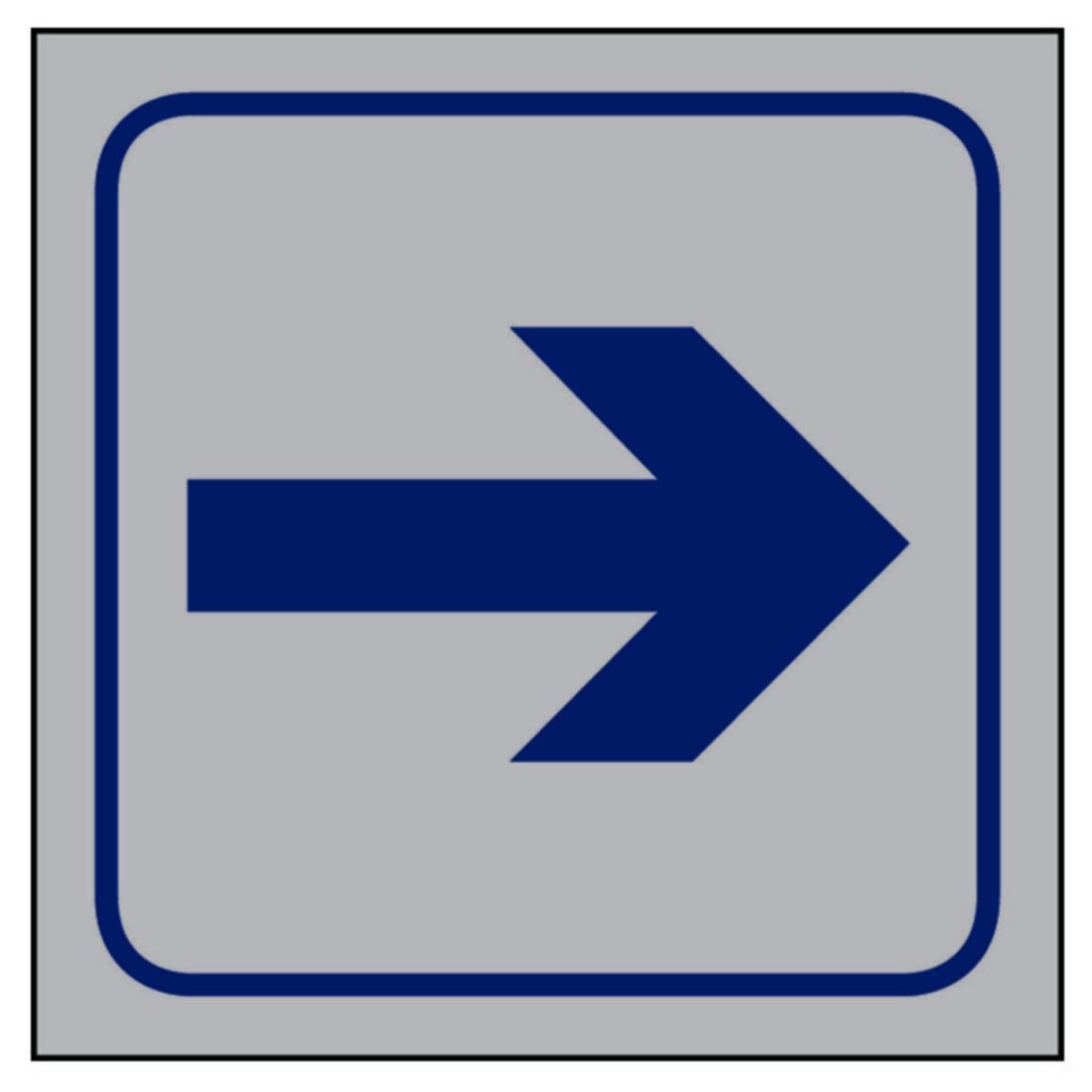 Skilt Systemtext "Pil rett! - Skilt Pil rett Systemtext 80x80mm Alu