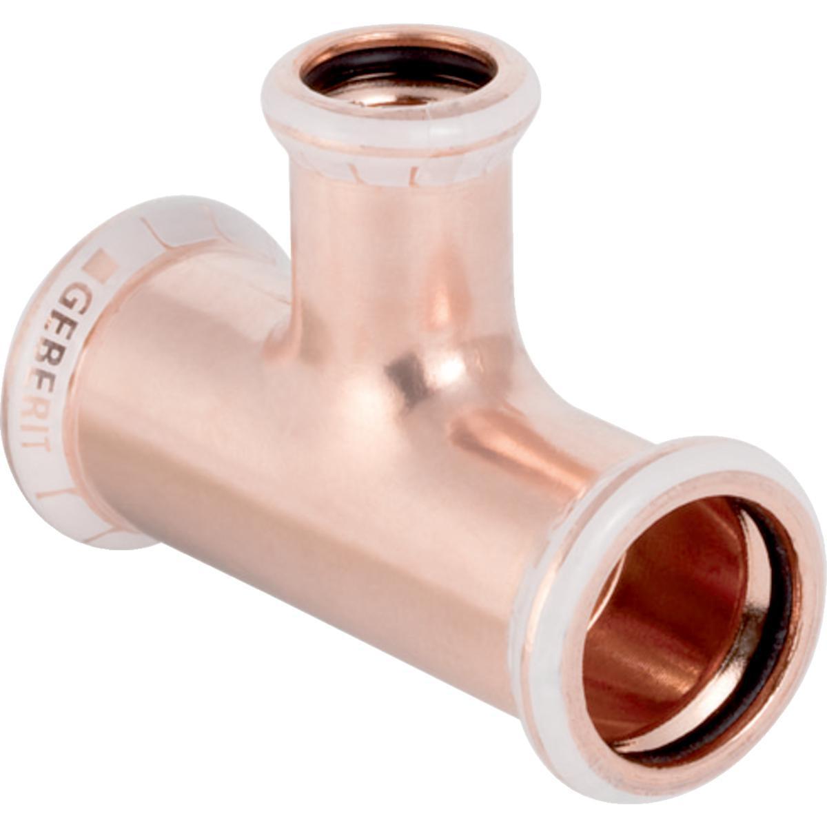 T-rør redusert kobber, Mapress - 28 x 15 x 28 mm kobber T-rør Mapress
