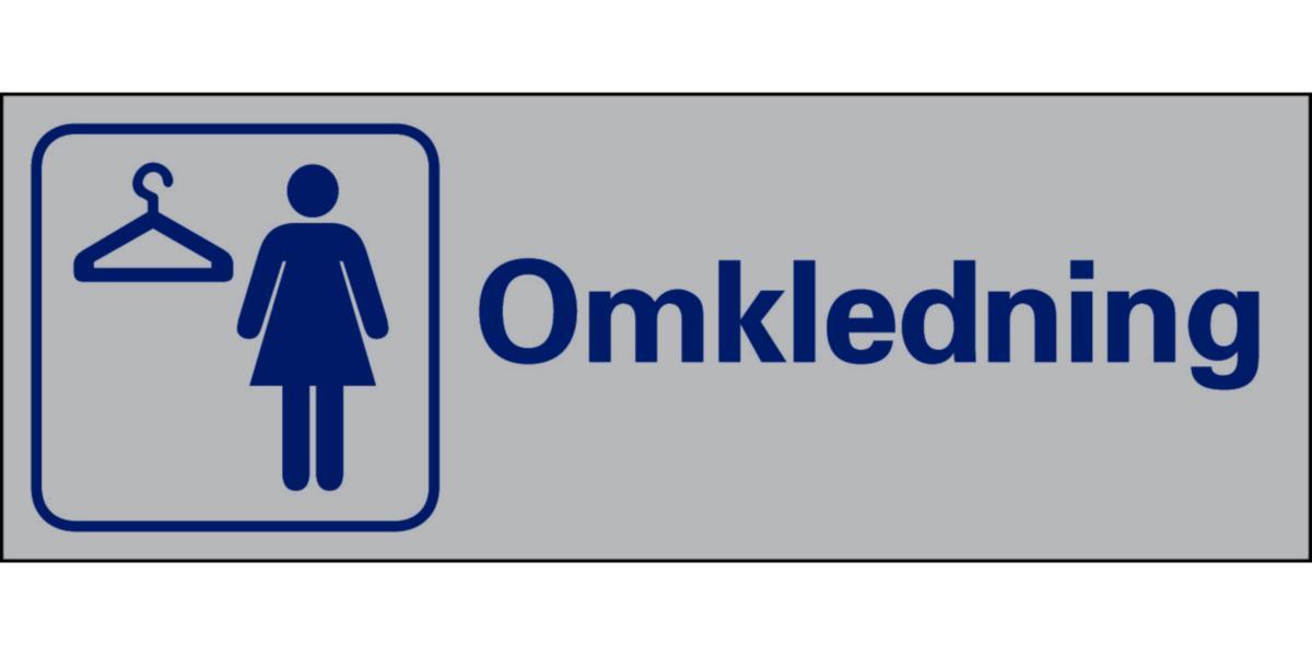 Skilt Systemtext "Omkledning" dame - Skilt Omkledning dame Systemtext 225x80mm Alu