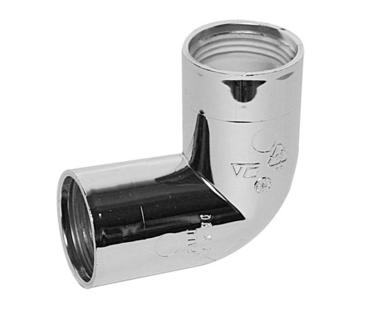 Bend med 2 muffer forkrommet Faluplast - 40 mm x 90° Bend m/2 muffer Falu Vulk Forkrommet