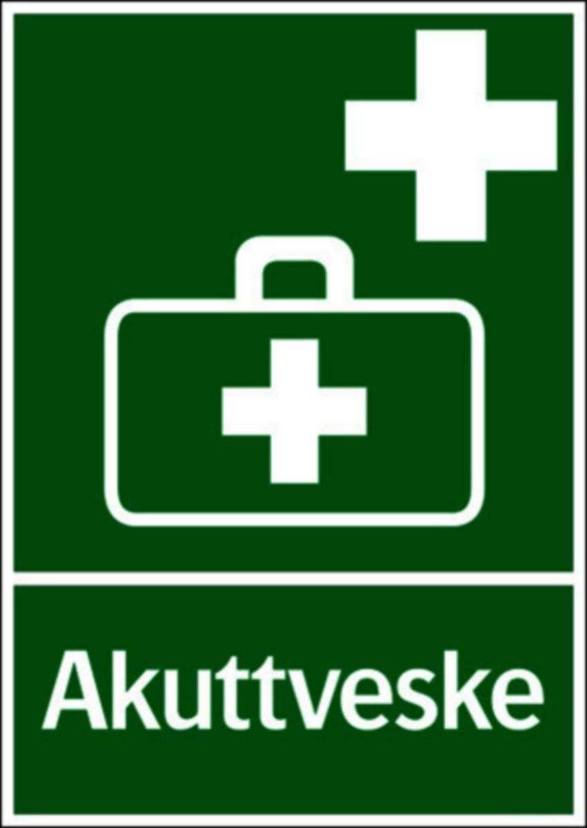 Skilt Systemtext "Akuttveske" - Skilt Akuttveske Systemtext 210x297mm Plast