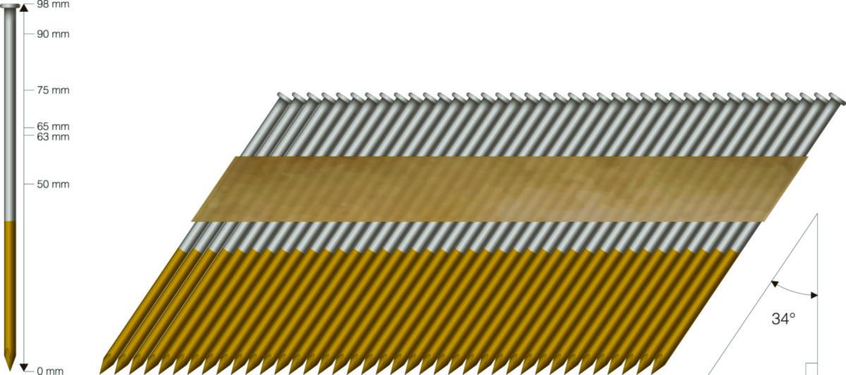 Stavspiker 34 gr limbelagt MFT Cement Coating - Spiker Stav 34gr. 31/90 VF varmforzinket VGKCC a500