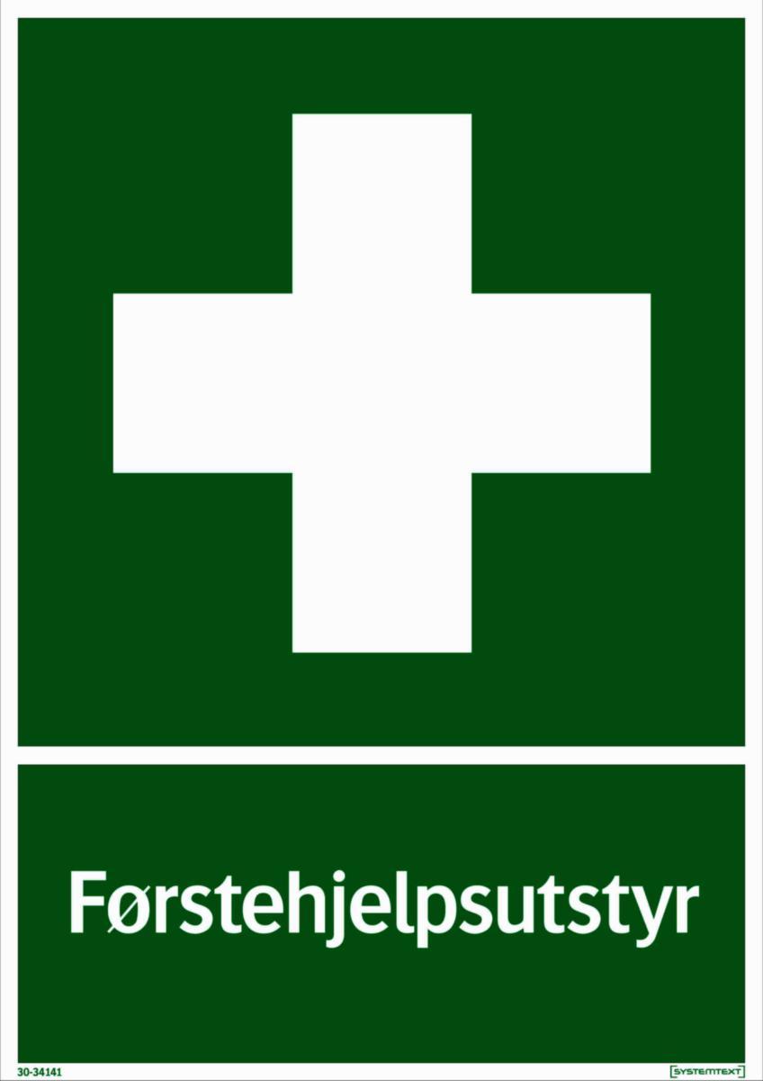 Skilt Systemtext "Førstehjelputstyr" - Skilt Førstehjelputstyr Systemtext 210x297mm Plast