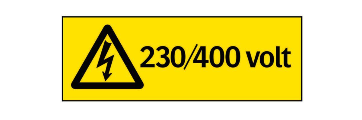 Skilt Systemtext "230/400 volt" - Skilt 230/400 volt Systemtext 148x52mm Plast