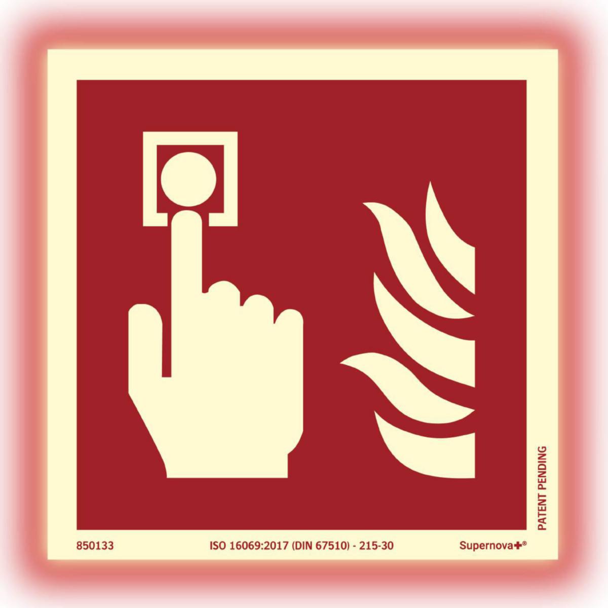 Skilt Systemtext Supernova+® Brannalarm - Skilt Supernova+ Brannalarm Systemtext 150x150mm Alu