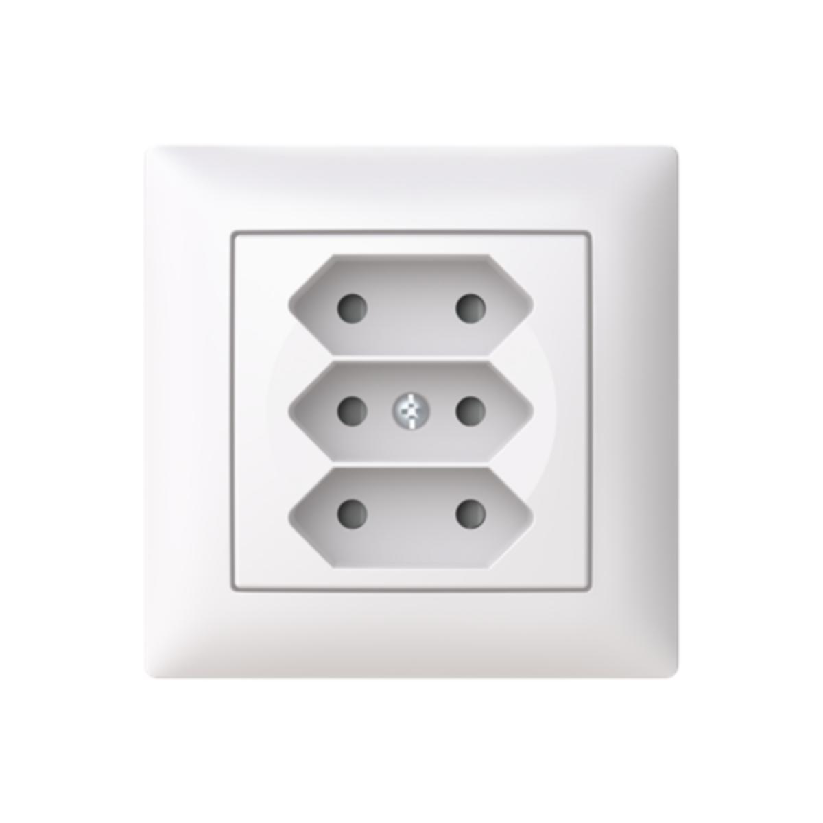 Stikkontakt Innfelt Euro 3-Veis m/Ramme ABB Saga - SAGA INNF STIKK EURO 3-VEIS M/ 