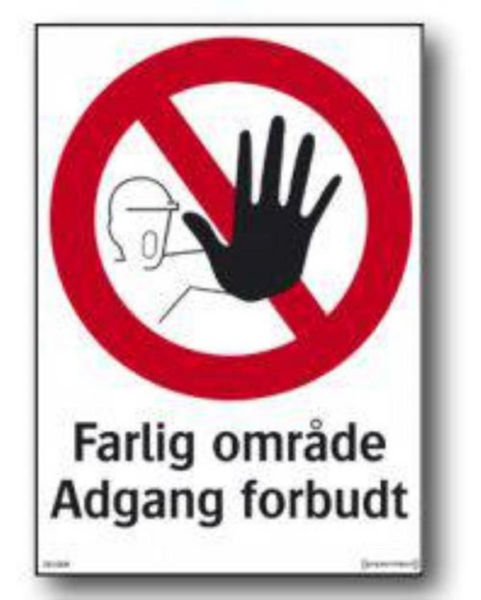 Skilt Systemtext "Farlig område adgang forbudt" - Skilt Farlig område adg forbud Systemtext 210x297mm Alu