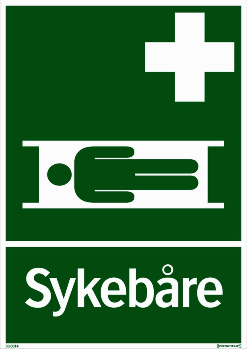 Skilt Systemtext "Sykebåre" - Skilt Sykebåre Systemtext 210x297mm Plast