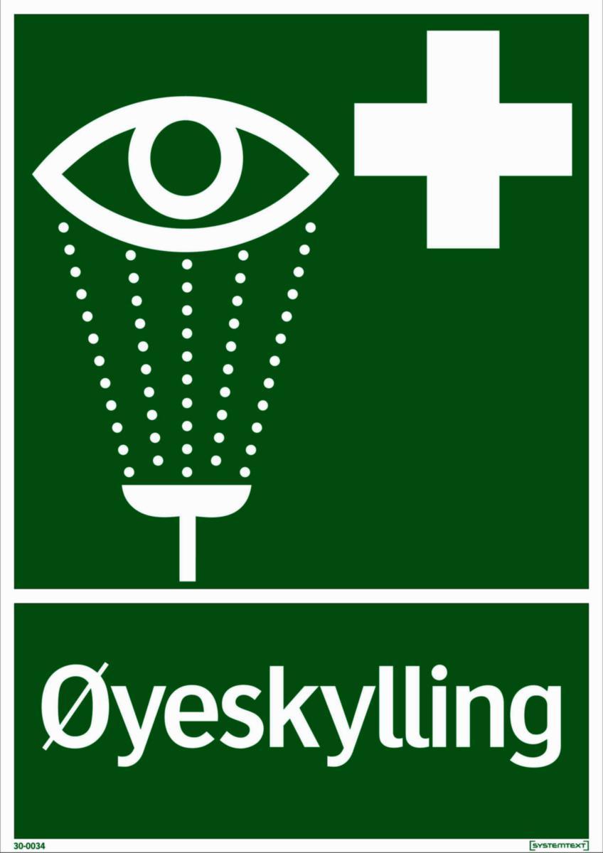 Skilt Systemtext "Øyeskylling" - Skilt Øyeskylling Systemtext 210x297 mm Plast