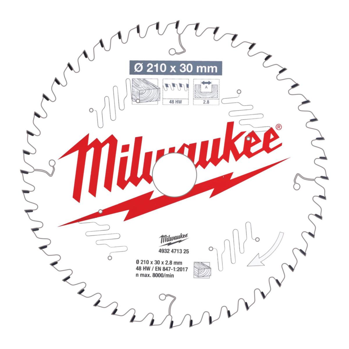 Sirkelsagblad Milwaukee CSB P Tre MS - Sirkelsagblad CSB P Milwaukee Ø210x30x2.8mm 48T