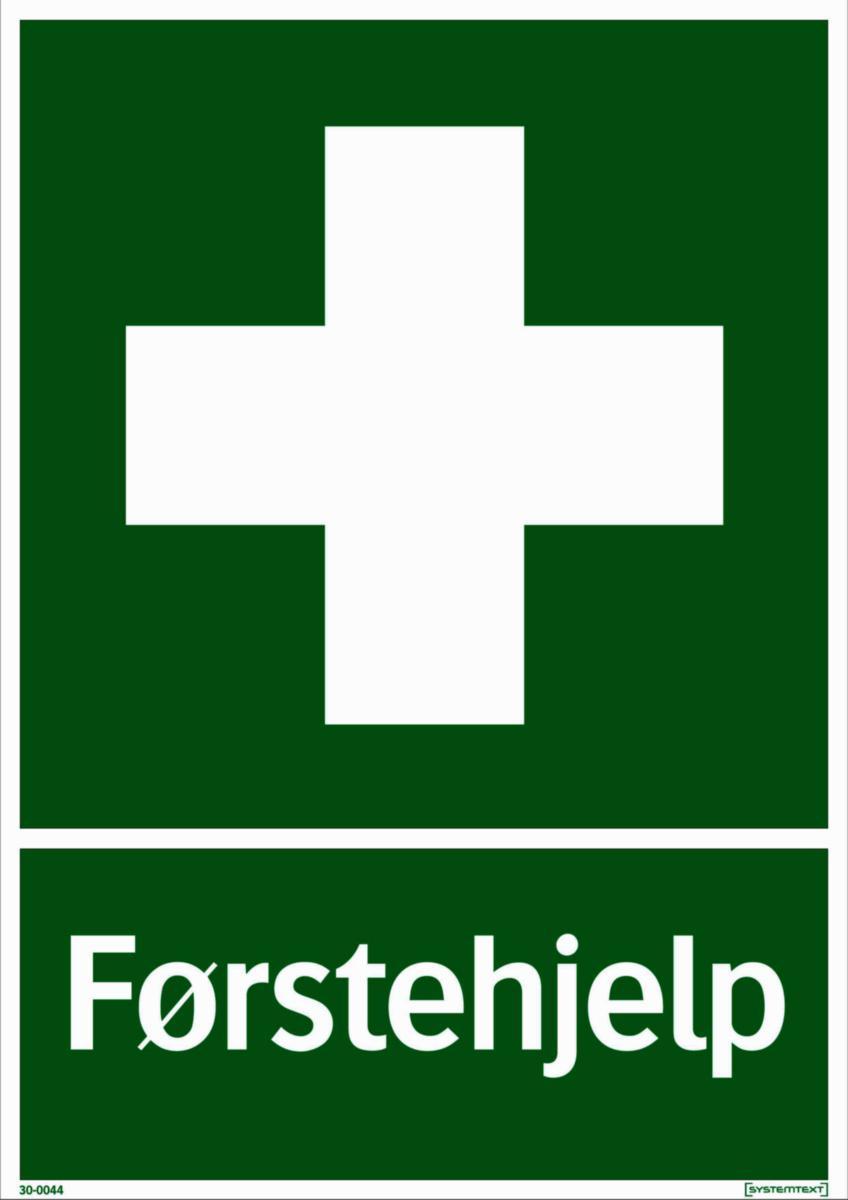 Skilt Systemtext "Førstehjelp" - Skilt Førstehjelp Systemtext 210x297mm Plast