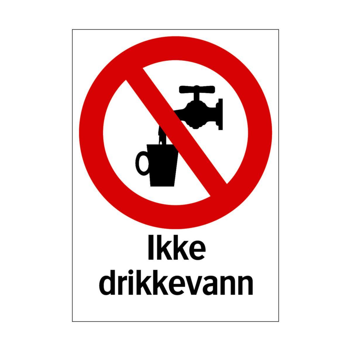 Skilt Systemtext "Ikke drikkevann" - Skilt Ikke drikkevann Systemtext 210x297mm Plast