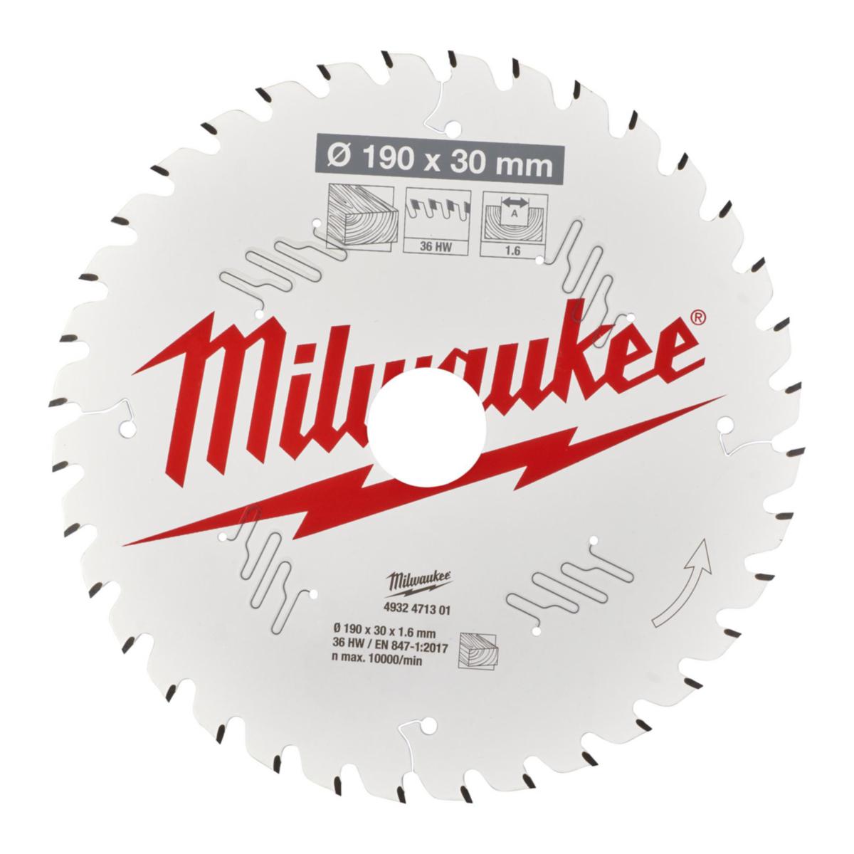 Sirkelsagblad Milwaukee Tre CSB for håndholdt sirkelsag - Sirkelsagblad for tre Milwaukee Ø190X30X1.6mm 36T