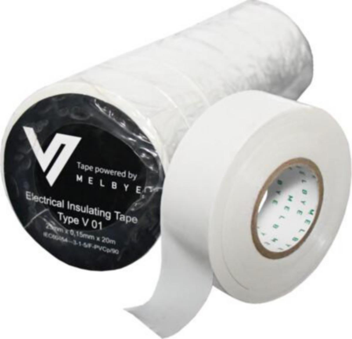 Tape Melbye PVC - Tape 20m x 25 mm hvit