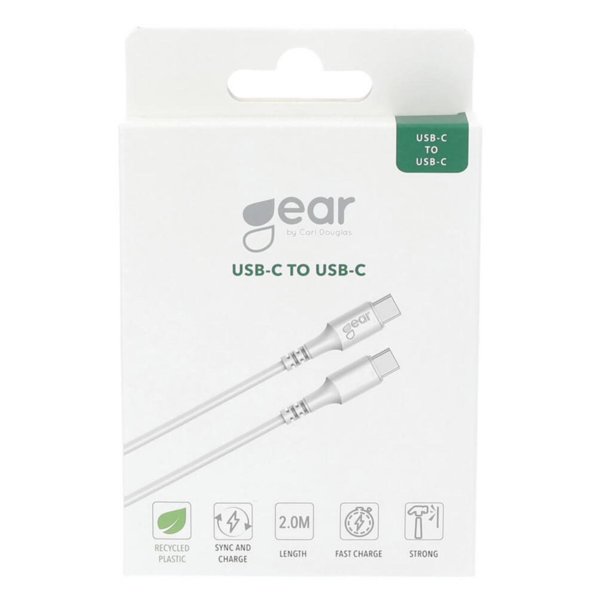Gear ladekabel - GEAR Ladekabel USB-C til USB-C 2m Hvit Rund Kabel