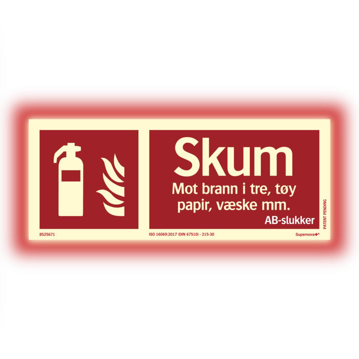 Skilt Systemtext Supernova+® Brannslukker - Skilt Supernova+ Brannslukker Systemtext 250x100mm Al Skum