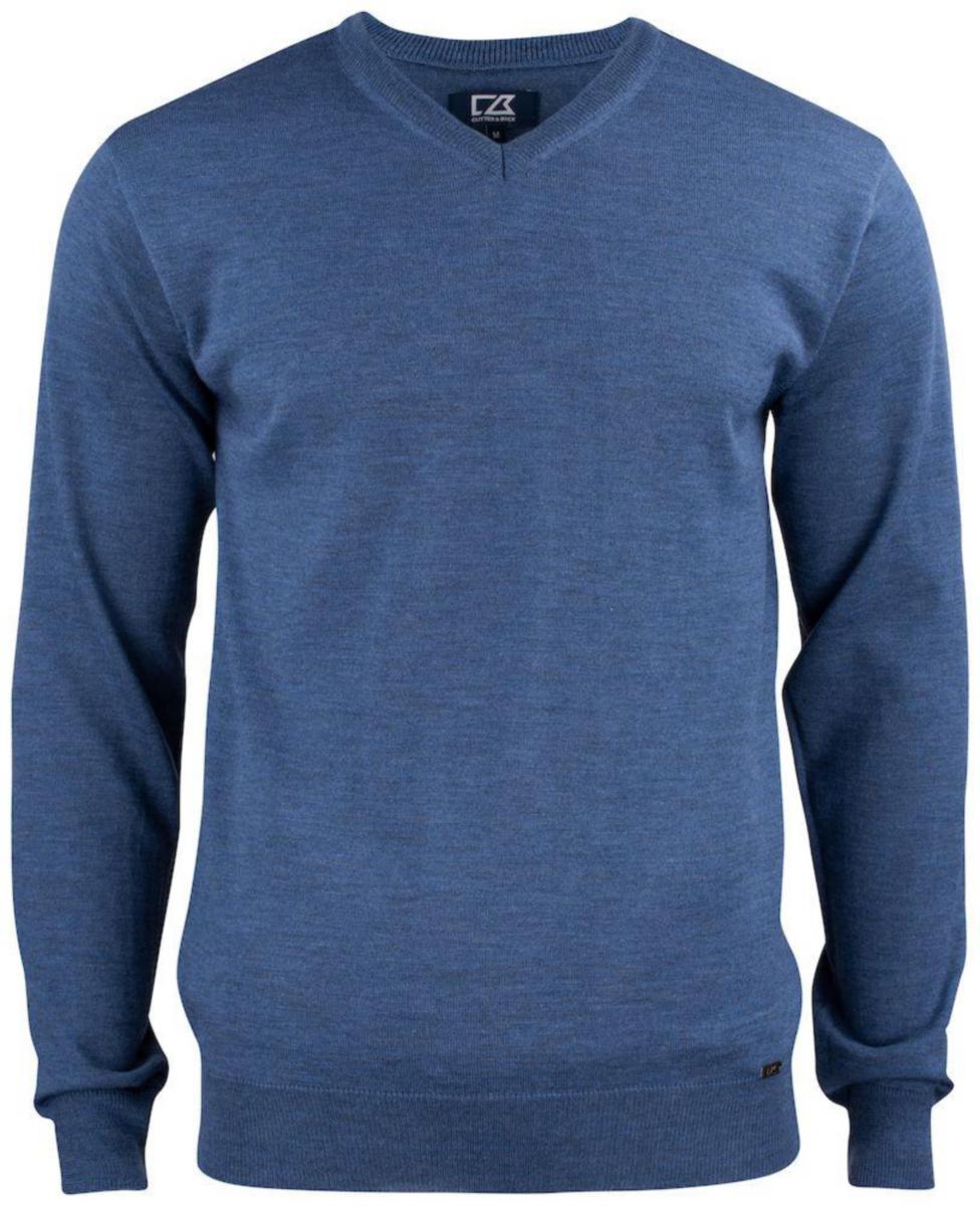 Ullgenser C&B Everett V-hals - Ullgenser C&B Everett V-hals denim melert str 3XL