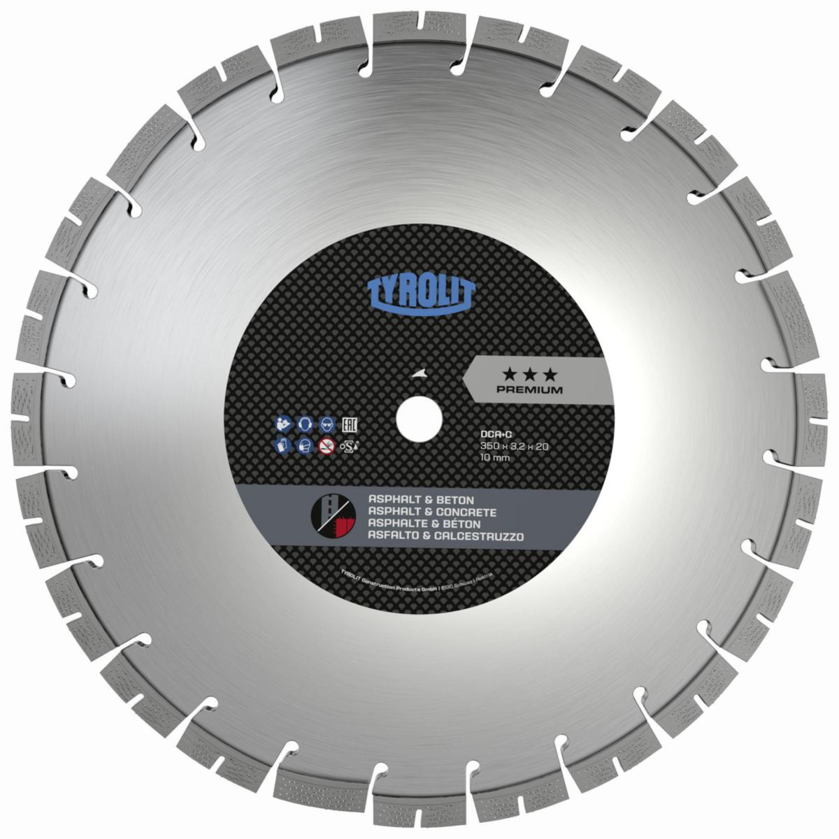 Diamantkappeskive Tyrolit Premium*** DCA+C - Diamantkappeskive Prem DCA+C Tyrolit Ø350x3.2x20 Asfalt+bet