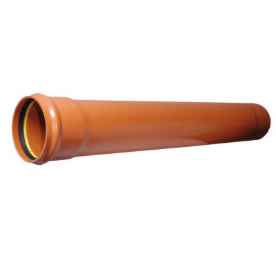 125 mm PVC avløpsrør rødbrun SN8 m/sewerlock lgd. = 6 mtr.