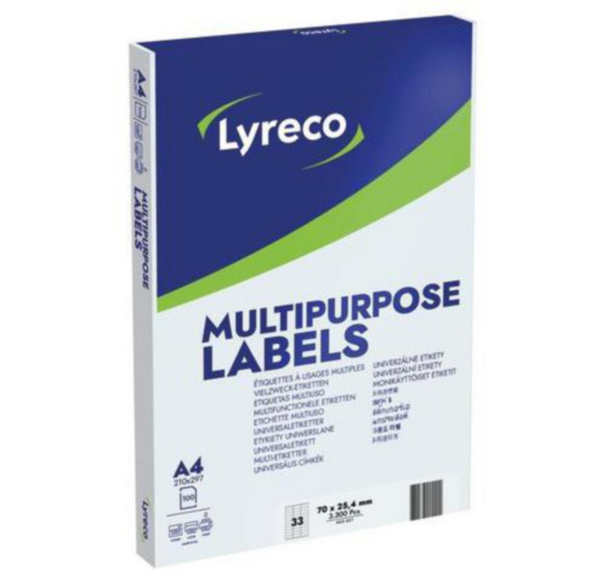 Etikett A4 Lyreco - Etikett A4 Lyreco 25,4x70mm 3300 stk