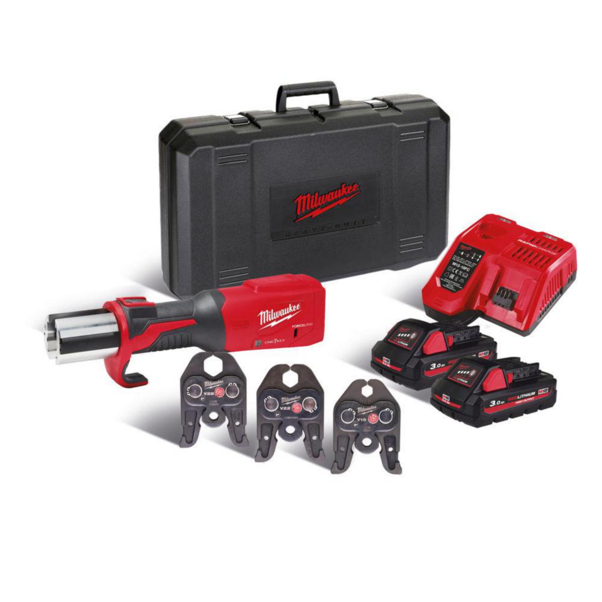 Pressverktøy Milwaukee M18 ONEBLHPT-302C V-SET - Pressverktøy M18 ONEBLHPT-302C Milwaukee 18V 2x3.0Ah V-SET