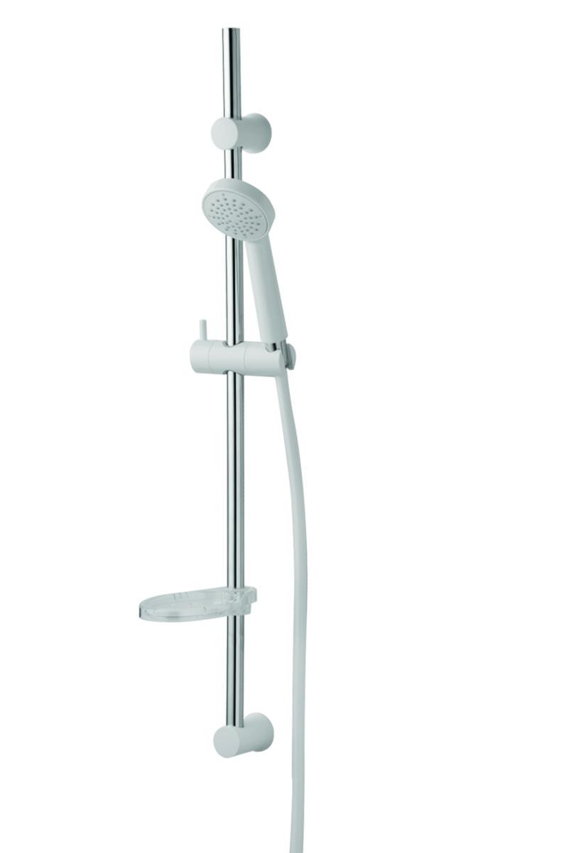 Dusjsett Basic III, a-collection hvit - A-Collection BasicIII dusjsett 770 mm med flex veggfeste hvit