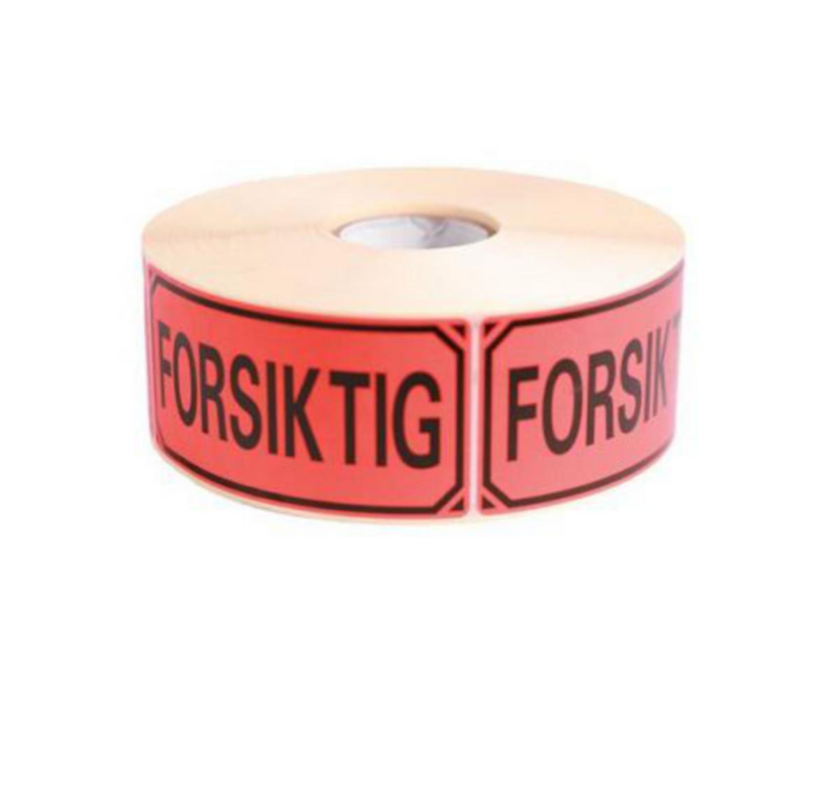 Etikett forsiktig - Etikett Forsiktig 50x100mm rull (1000)