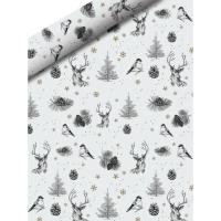 Julegavepapir diskrull Hvit hjort