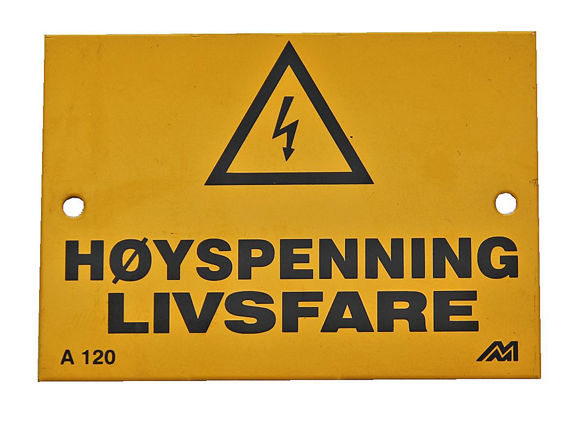 Varselskilt Melbye Høyspenning Livsfare - Skilt A 120 høyspenning livsf. 75 X 53 X 0.7 aluminium