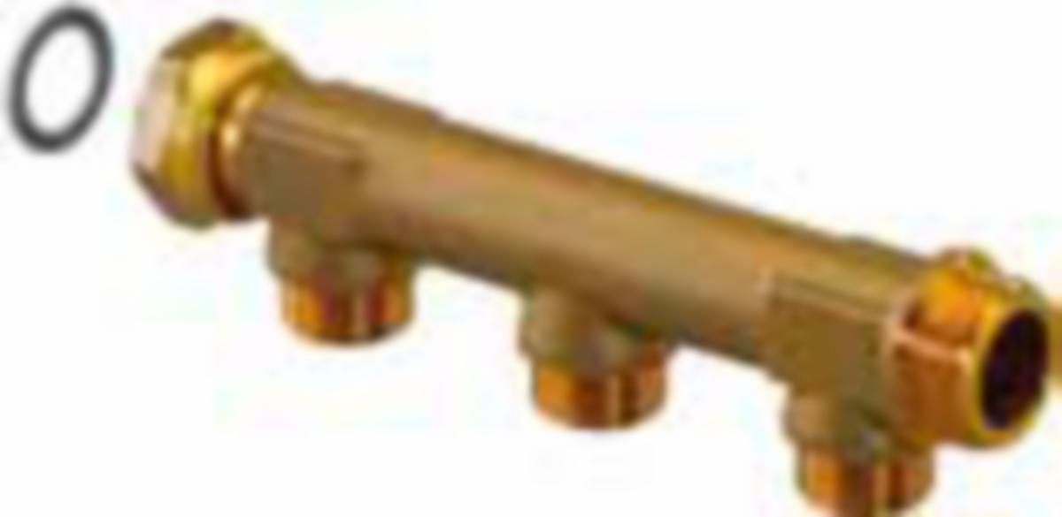 Fordeler med 3 avstikk WTR/Aqua Plus - 3/4" x 1/2" fordeler 3 WTR m/3 avstikk Uponor Aqua Plus
