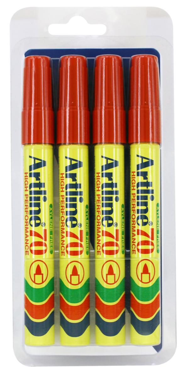 Merkepenn Artline 70 - Merkepenn Artline Perm EK 70 1.5mm spiss rød 4pk