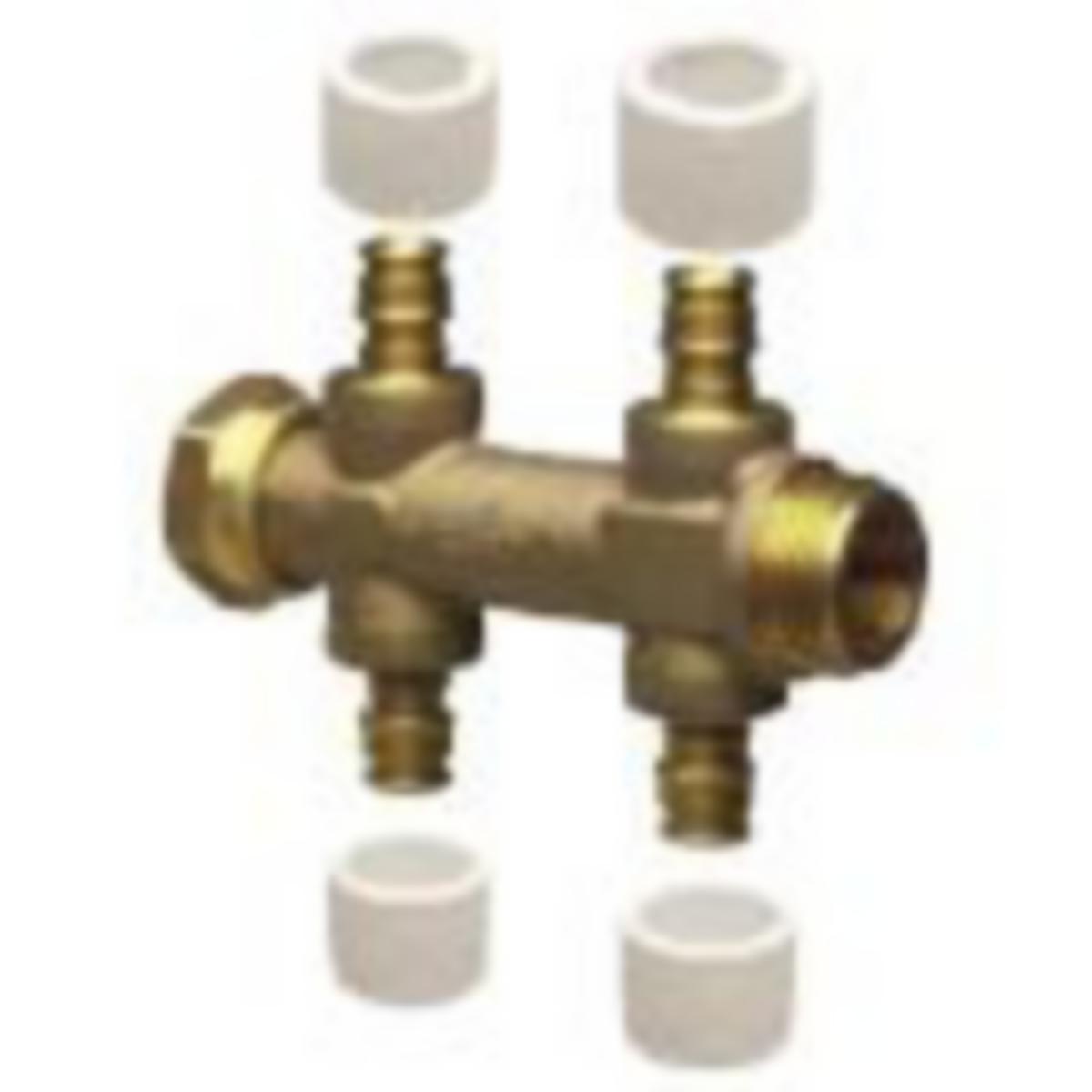 Fordeler med 2 + 2 avstikk, Quick & Easy - 3/4" 15 mm x 2x2 Q&E fordeler Uponor
