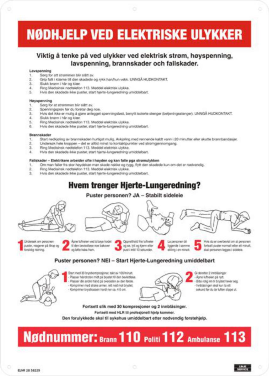 Varselskilt Linjeservice HN10 "Ulykker ved elektrisk strøm" - Varselskilt HN10 Ulykker.