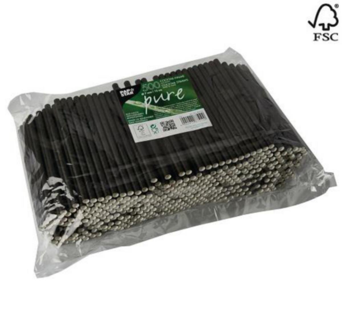 Sugerør Papstar Pure papir - Sugerør Pure papir Ø7x150mm Papstar svart 500pk