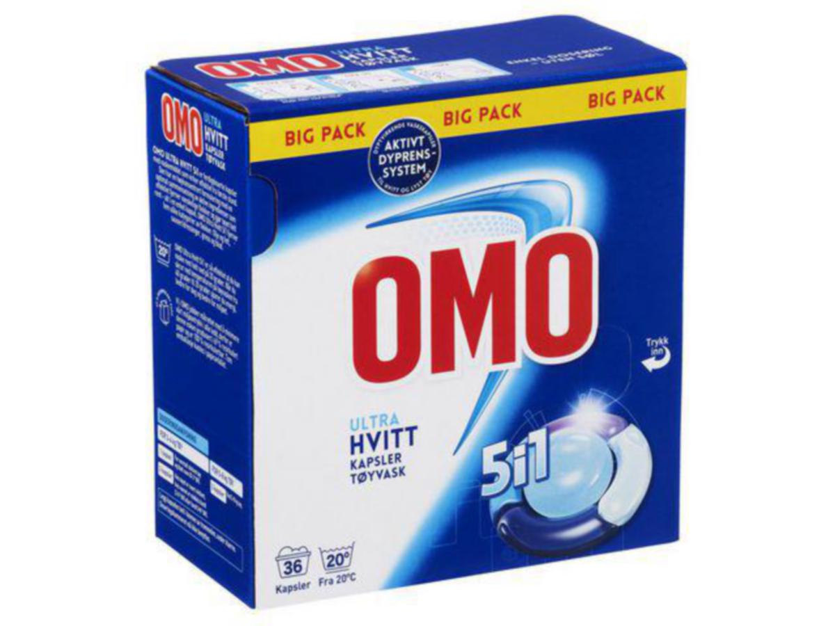 Tøyvask Omo® ultra hvitt 5i1 36-tabletter - Tøyvask ultra hvitt 5i1 Omo 36-tabletter