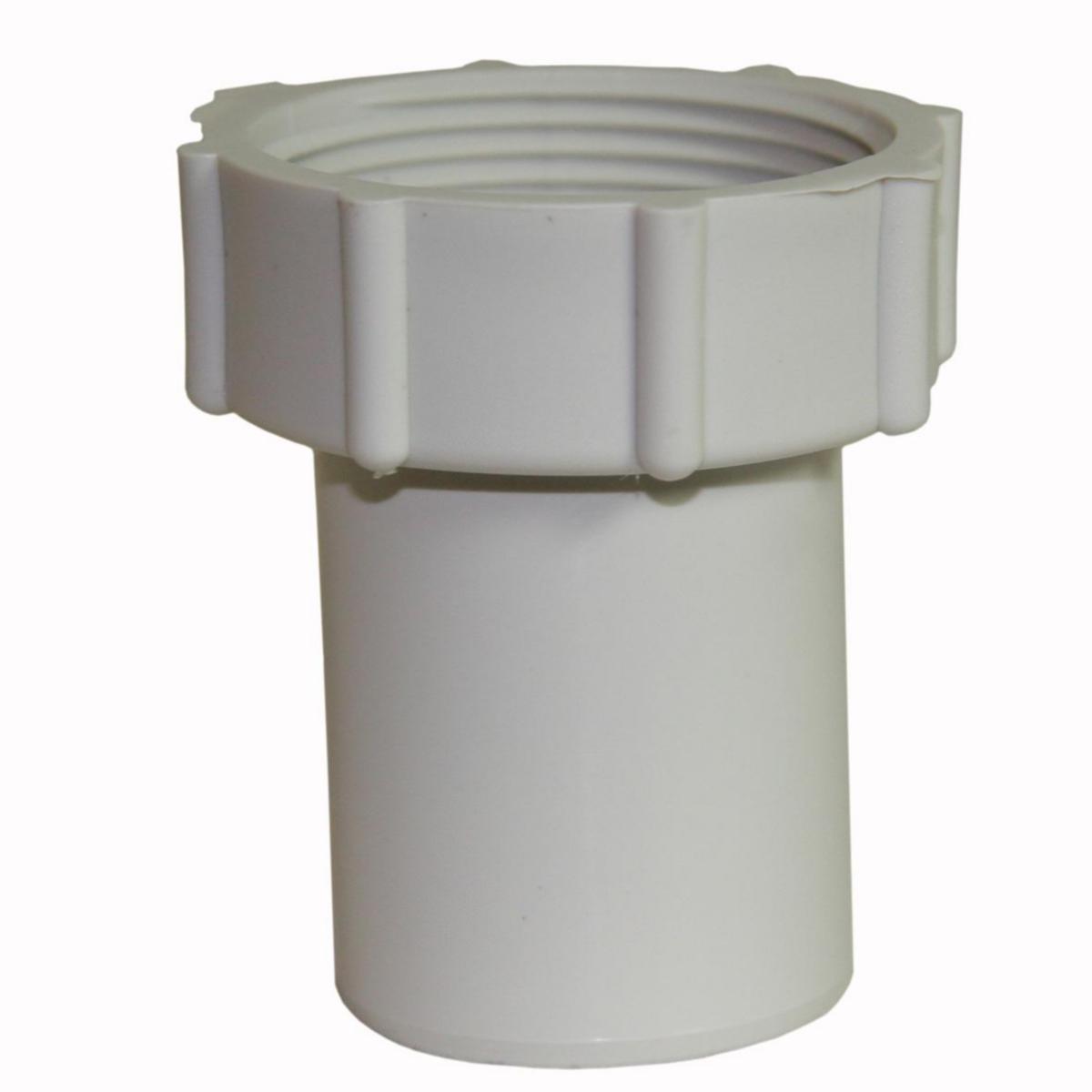 Overgang med hettemutter hvit, Smartline - 40 mm x 1 1/2"-1 1/4" overgang gang m/mutter. Smartline