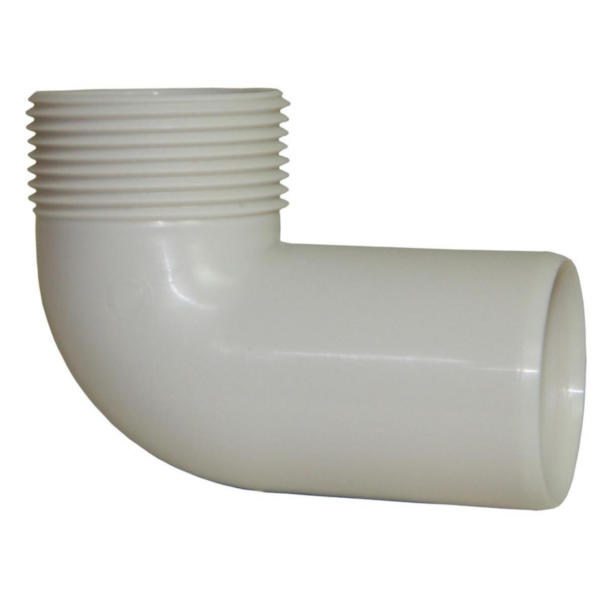 Bend 88° m/utvendig gjenger hvit, Smartline - 40 mm x 88° PP Smartline bend 1 1/4" utv.gj.