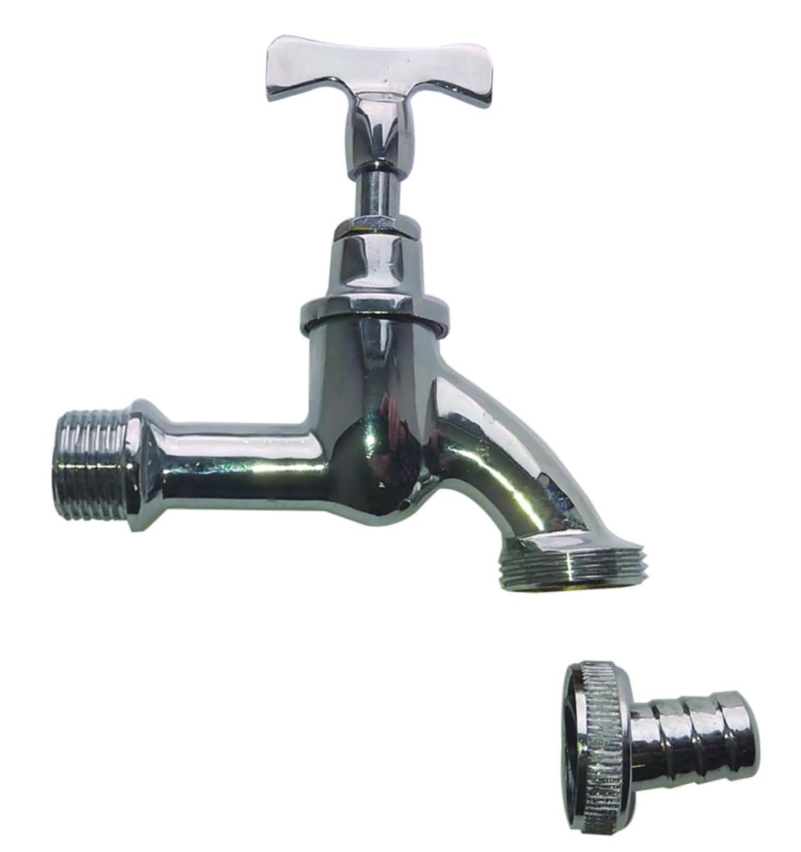 Tappekran med nøkkel og slange kupling, sterk - 1/2x1/2" st fkr. tappekran m/ nøkkel og sl.kpl.