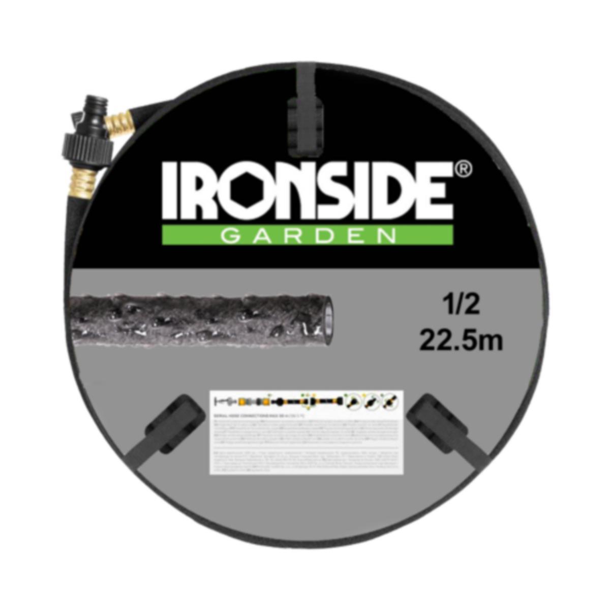 Dryppeslange Ironside Porøs 22.5m - Dryppeslange Porøs 1/2" 22.5m Ironside Svart m/koblinger